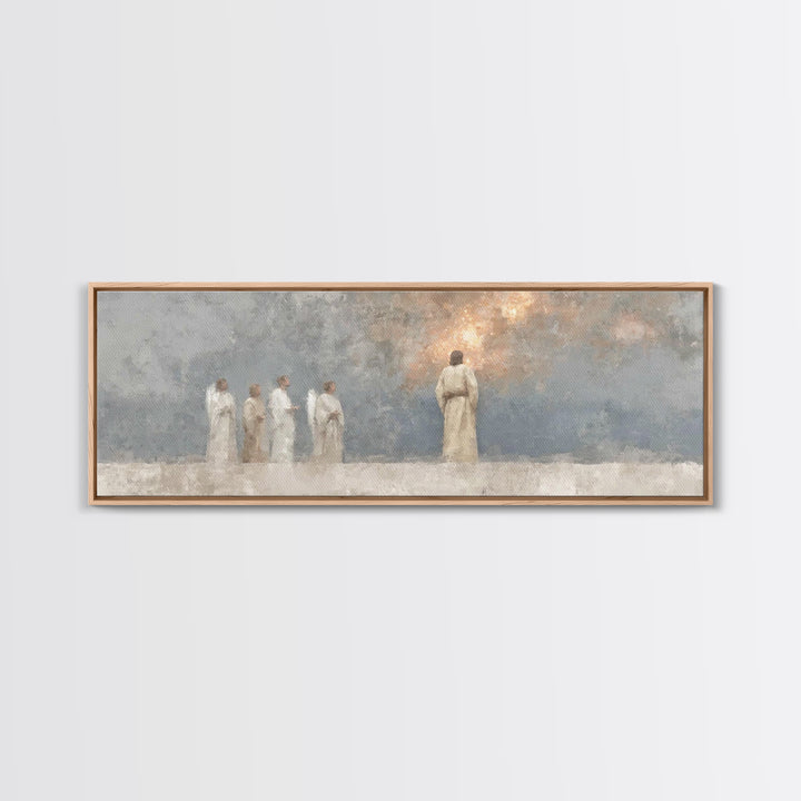 Divine Watchers, Framed Canvas Print, Panoramic Painting, Christian Wall Art, Jesus Art Print, Christian Christmas Art, Christian Decor