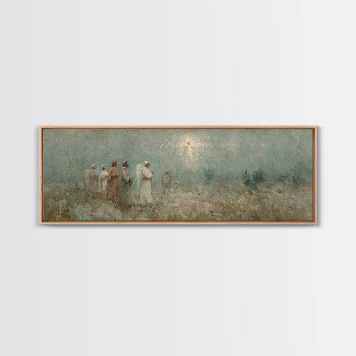 Angelic Herald, Framed Canvas Print, Panoramic Painting, Christian Art Canvas, Christian Wall Art, Christian Christmas Art, Jesus Art Print