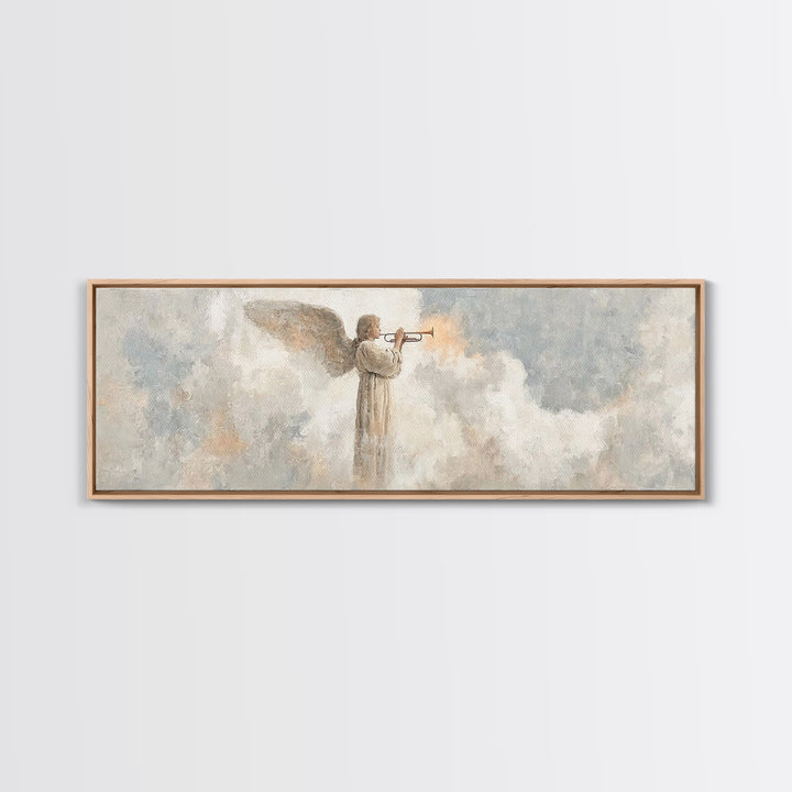 Trumpet Of Dawn – Framed Canvas Print – Panoramic Frame – Christian Art Canvas – Christian Wall Art – Christmas Art – Christian Gifts