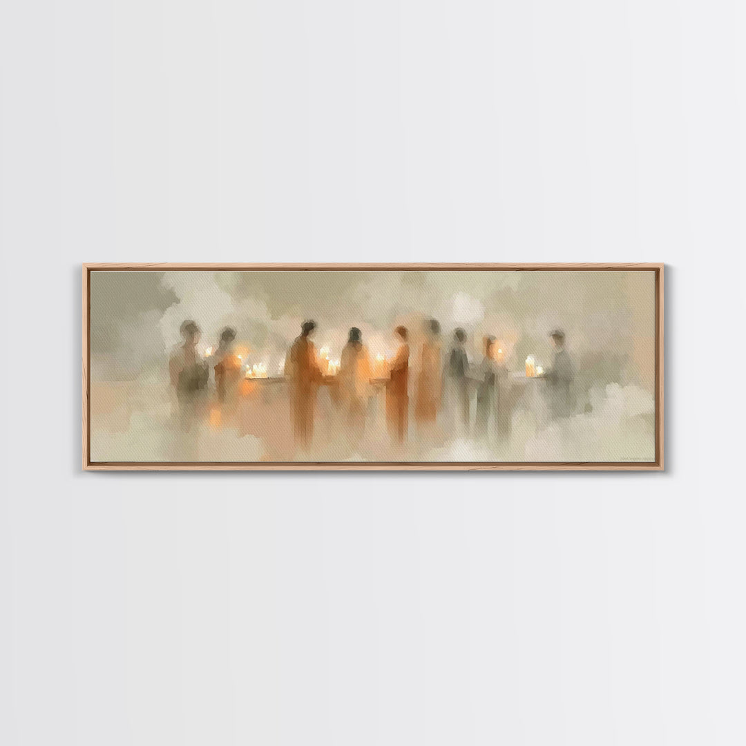 Silent Lantern Line – Framed Canvas Print – Christian Wall Art – Panoramic Painting – Christian Art Canvas – Faith Art – Christmas Art