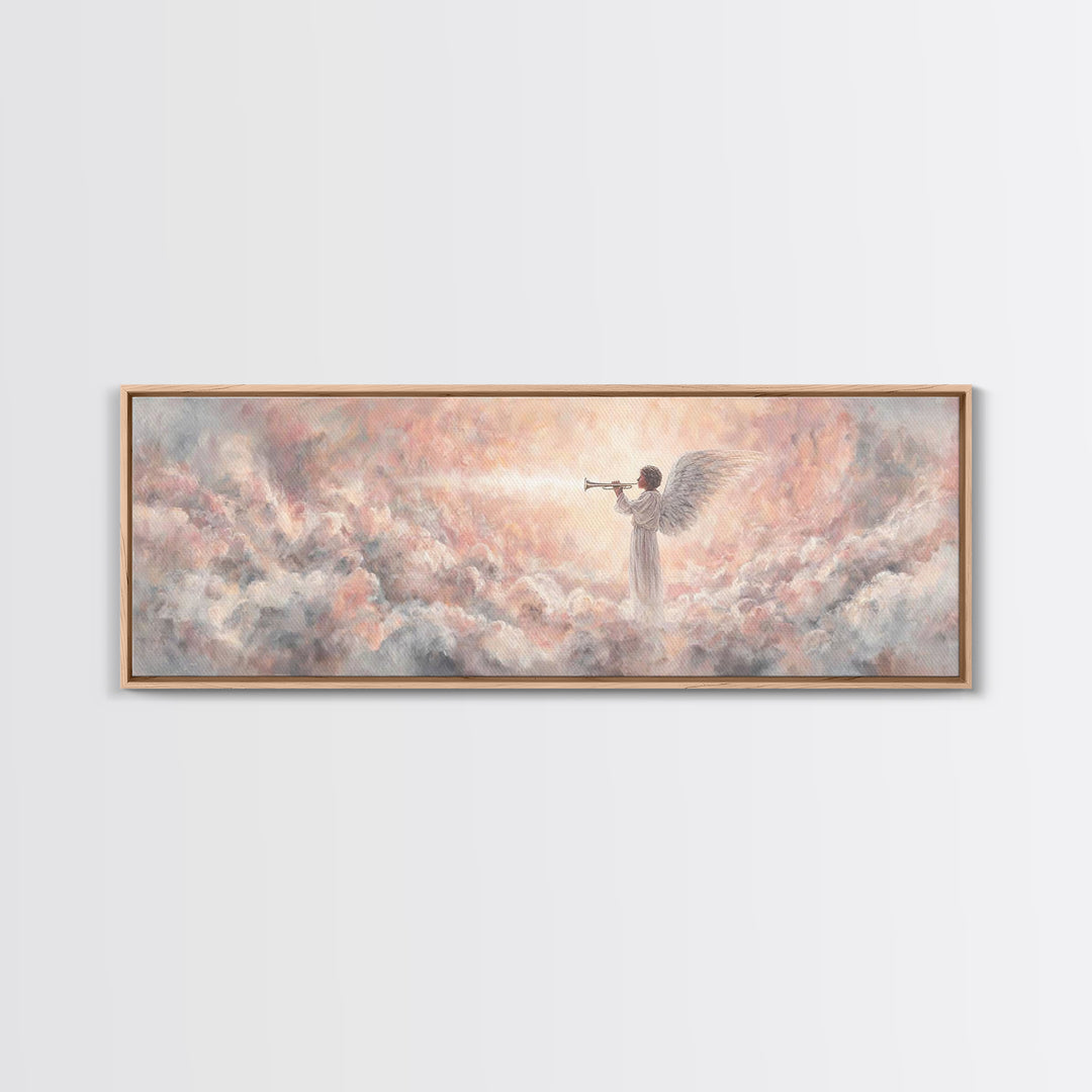 Heavenly Herald, Framed Canvas Print, Christian Wall Art, Christian Art Canvas, Panoramic Art, Christian Painting, Christmas Art