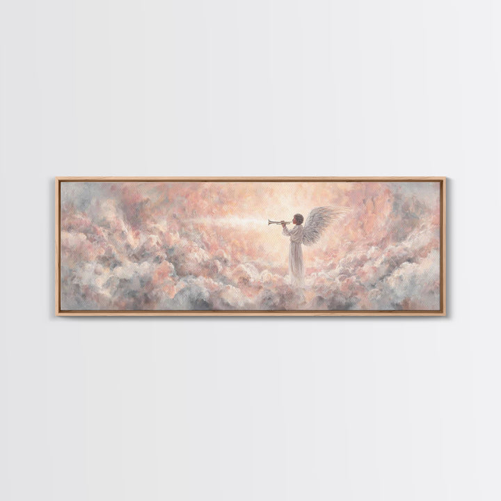 Heavenly Herald, Framed Canvas Print, Christian Wall Art, Christian Art Canvas, Panoramic Art, Christian Painting, Christmas Art