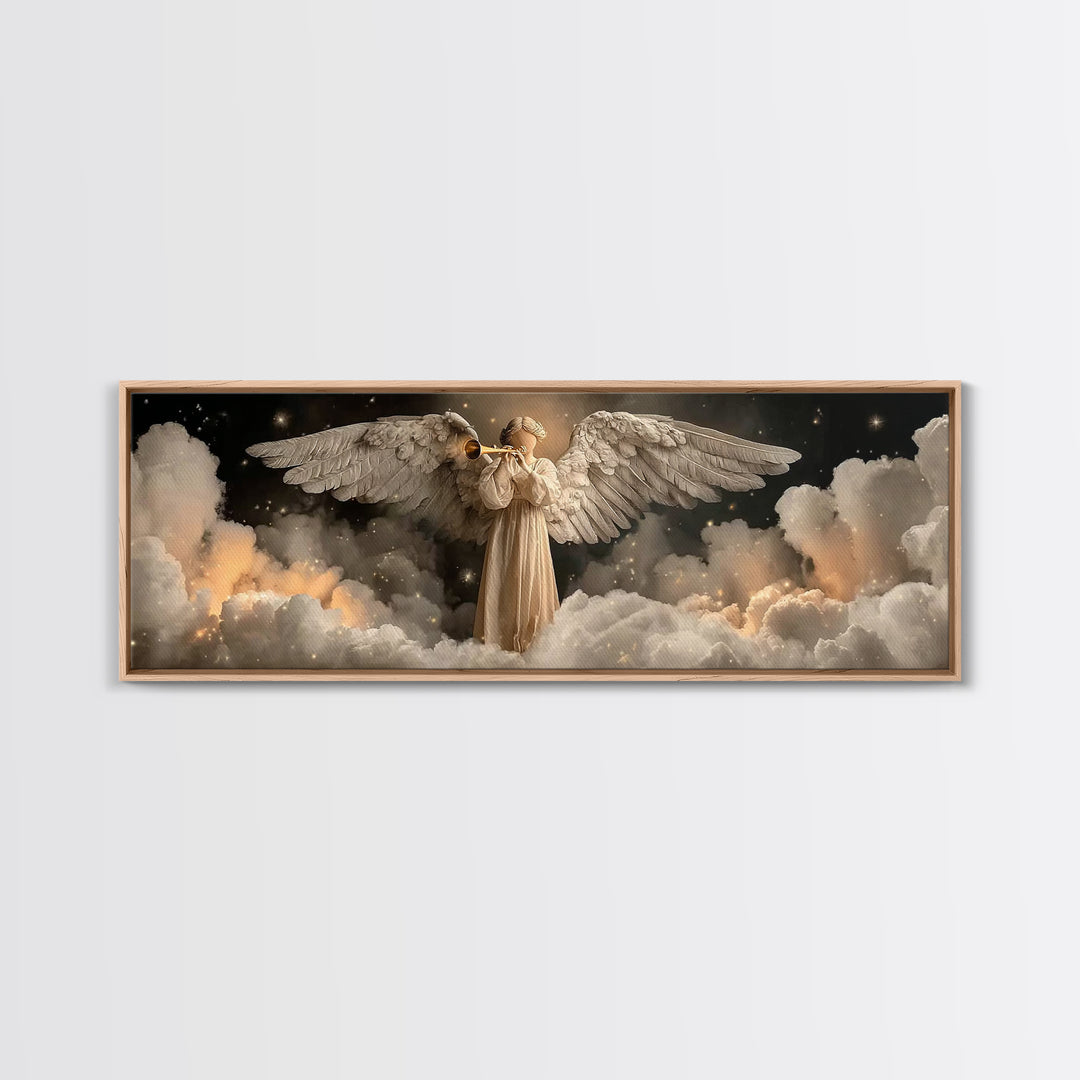Trumpet Of Dawn – Framed Canvas Print – Christian Art – Christian Christmas Art – Panoramic Painting – Christian Wall Art – Christian Gift