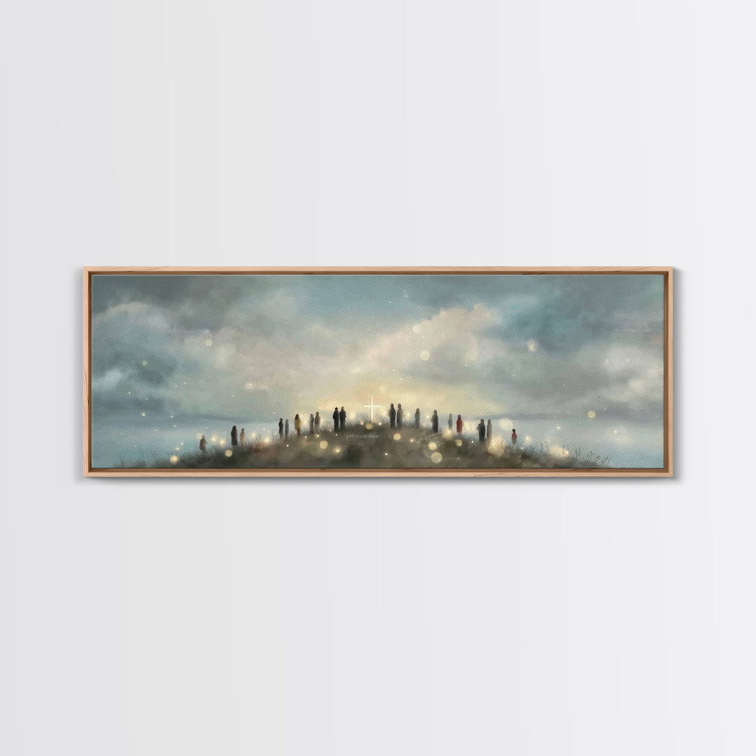 Cloudborne Messenger, Framed Canvas Print, Christian Art Print, Panoramic Frame, Christian Wall Art, Christian Painting, Christmas Art