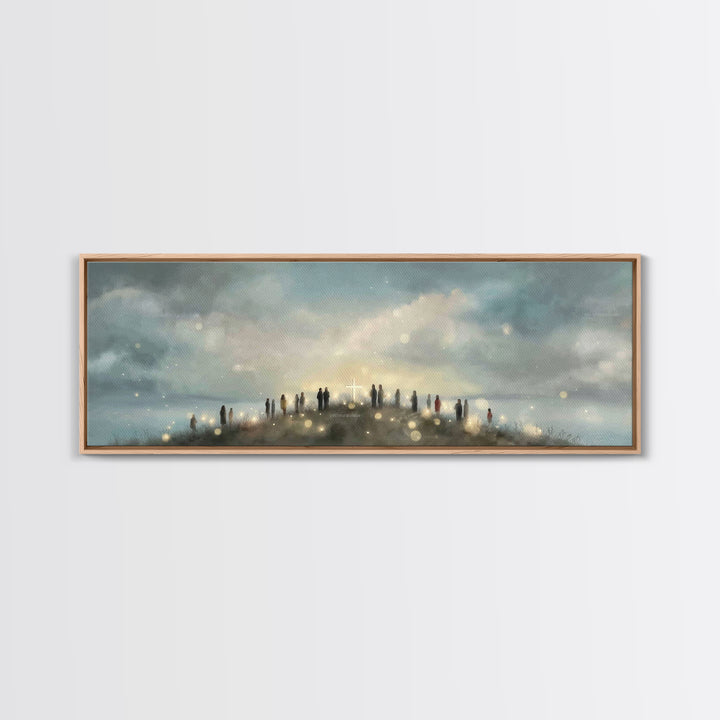 Cloudborne Messenger, Framed Canvas Print, Christian Art Print, Panoramic Frame, Christian Wall Art, Christian Painting, Christmas Art