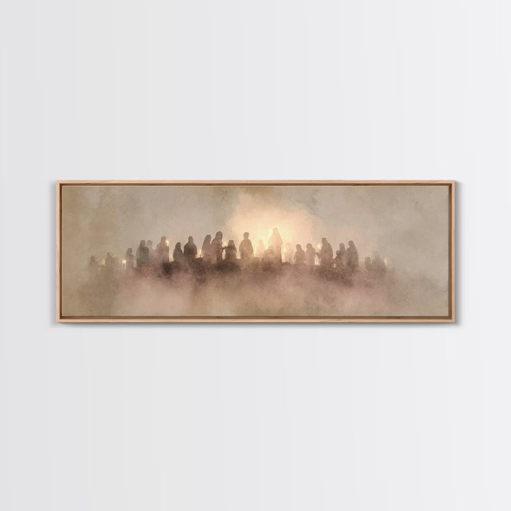 Gathered In Light – Framed Canvas Print – Christian Wall Art – Panoramic Art – Christian Christmas Art – Christian Canvas – Christian Gift