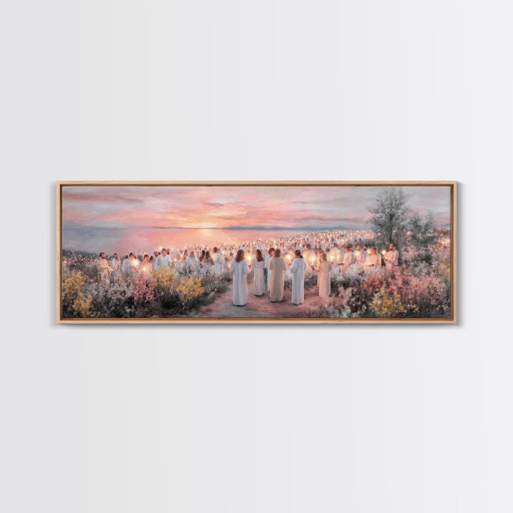 Evening Vigil, Framed Canvas Print, Christian Art Canvas, Panoramic Painting, Christmas Art, Christian Painting, Christian Wall Art