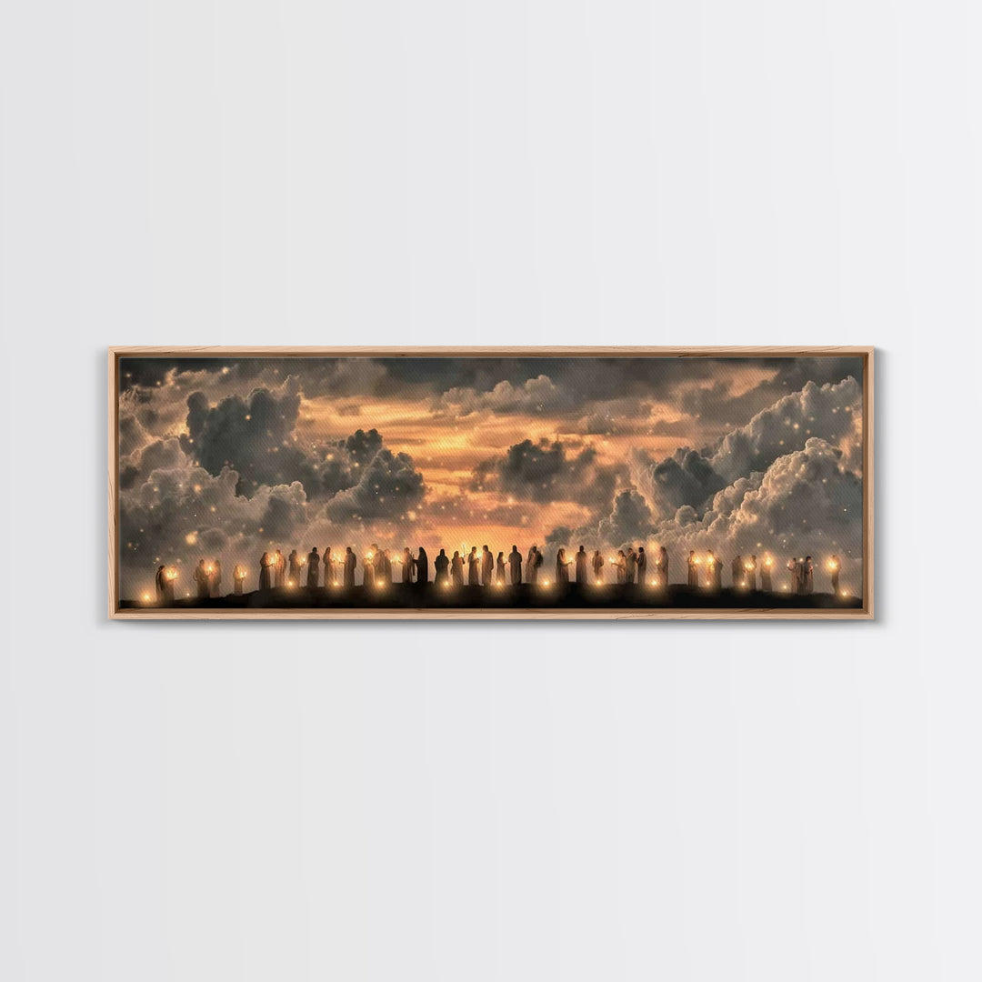 Hillside Communion – Framed Canvas Print – Christian Art – Panoramic Wall Art – Christian Christmas Art – Christian Canvas – Christian Artw