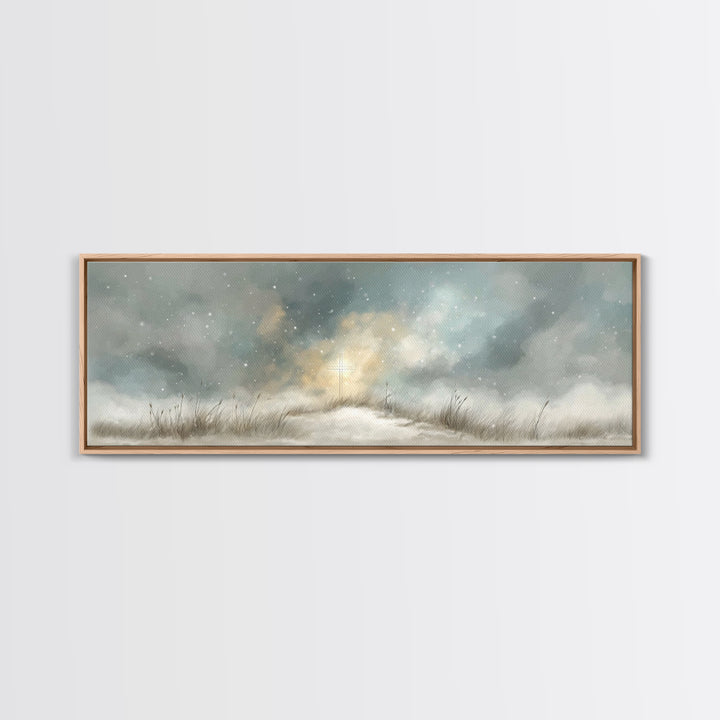Heavenly Snow Path | Framed Canvas Print | Panoramic Painting | Christian Art | Christian Art Canvas | Jesus Painting | Christmas Art