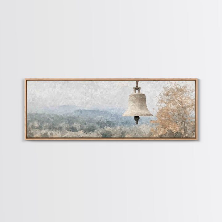 Silent Bell Echoes, Framed Canvas Print, Christian Art Canvas, Panoramic Painting, Christian Wall Art, Christian Painting, Christmas Art, v