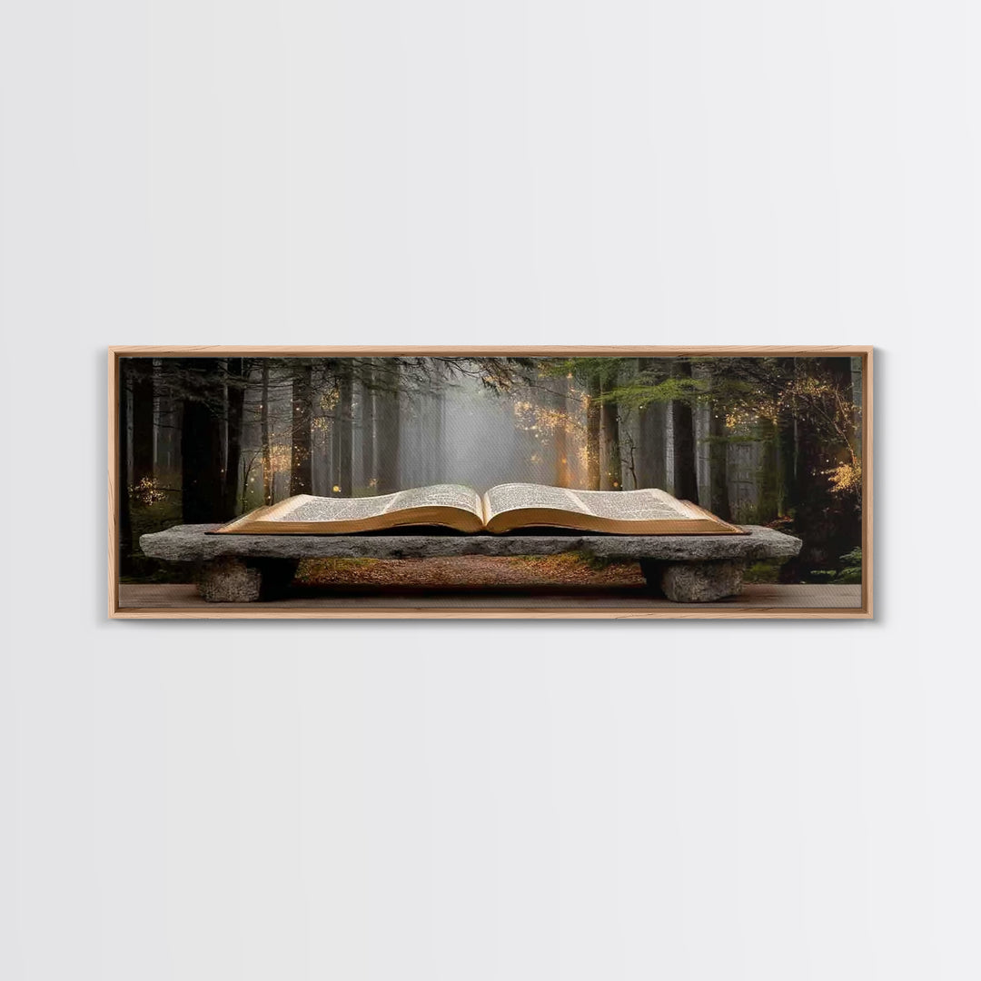 Scripture In Light - Framed Canvas Print - Christian Art - Panoramic Frame - Christian Wall Art - Christian Art Canvas - Christian Painting