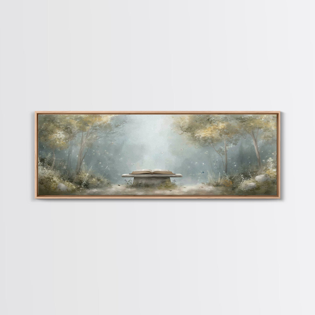 Heavenly Scripture Glow, Framed Canvas Print, Panoramic Wall Art, Christian Art Canvas, Christian Painting, Christian Wall Art, Christmas A