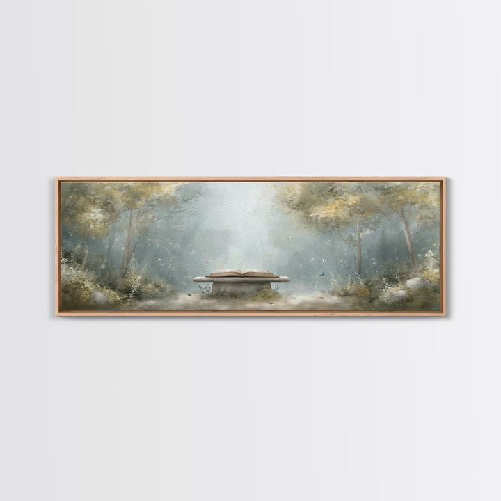 Heavenly Scripture Glow, Framed Canvas Print, Panoramic Wall Art, Christian Art Canvas, Christian Painting, Christian Wall Art, Christmas A