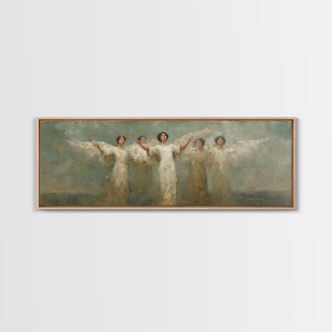 Heavenly Host Arise, Framed Canvas Print, Panoramic Frame, Christian Art Canvas, Christian Painting, Christian Wall Art, Christmas Art, vin