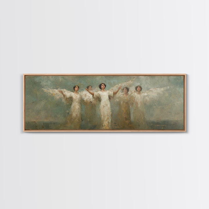 Heavenly Host Arise, Framed Canvas Print, Panoramic Frame, Christian Art Canvas, Christian Painting, Christian Wall Art, Christmas Art, vin