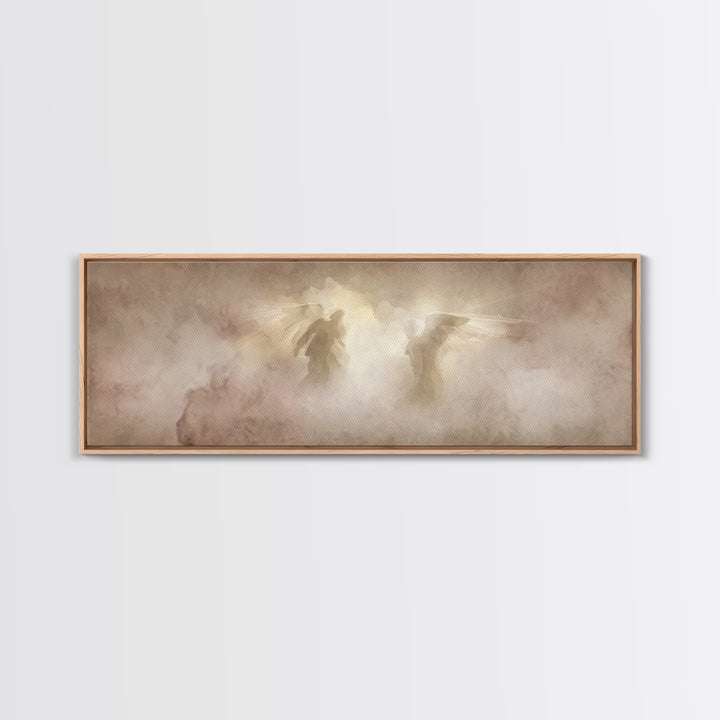 Angels In The Mist | Framed Canvas Print | Panoramic Painting | Christian Art Canvas | Christian Wall Art | Christian Painting | Christmas