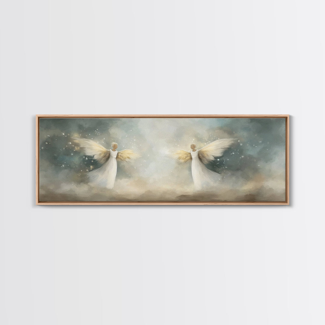 Glory Among Clouds | Framed Canvas Print | Christian Wall Art | Panoramic Art | Christian Art Canvas | Christmas Art | Modern Christian Art