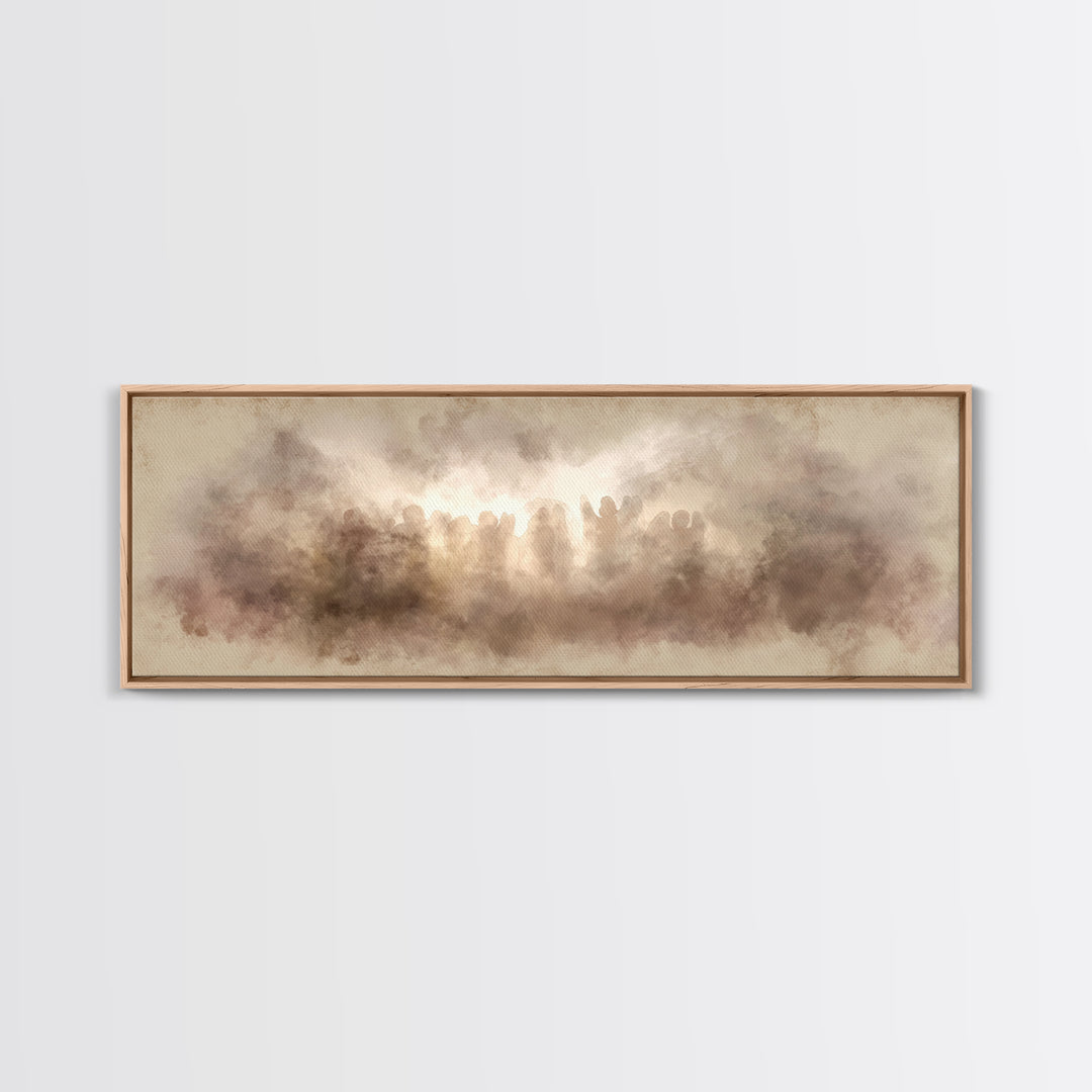 Heaven’s Gentle Heralds | Framed Canvas Print | Christian Art Canvas | Panoramic Frame | Christian Wall Art | Christmas Art Work | Subtle C