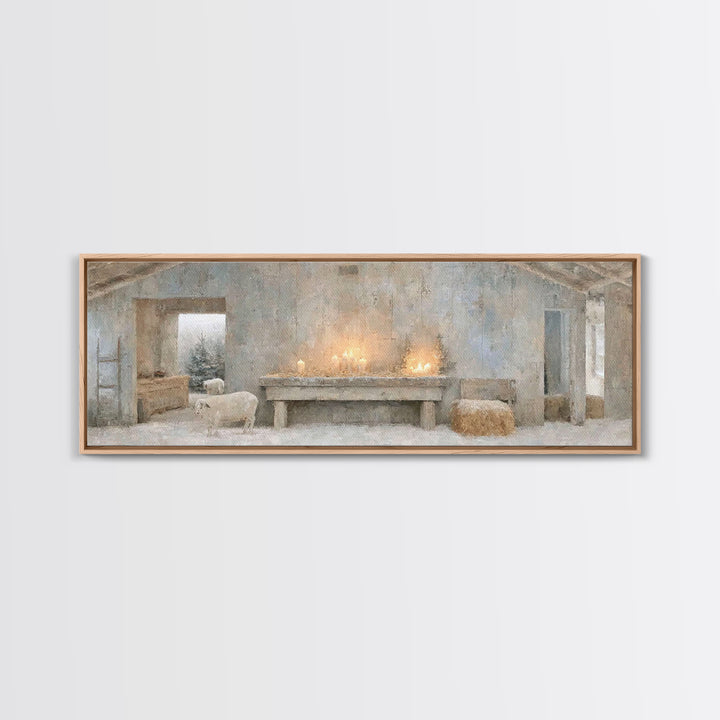 Shepherds’ Quiet Shelter | Framed Canvas Print | Panoramic Art | Christian Wall Art | Christian Art Canvas | Christmas Art | Christian Chri