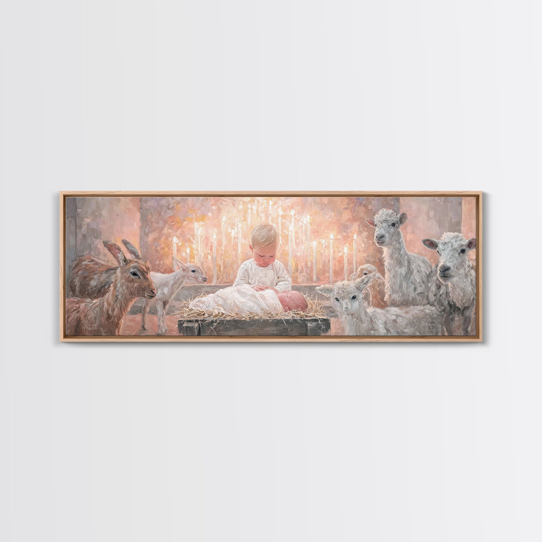 Infant Light Blessing – Framed Canvas Print – Christian Art Canvas – Panoramic Painting – Christmas Wall Art – Christian Art – Christmas Ar