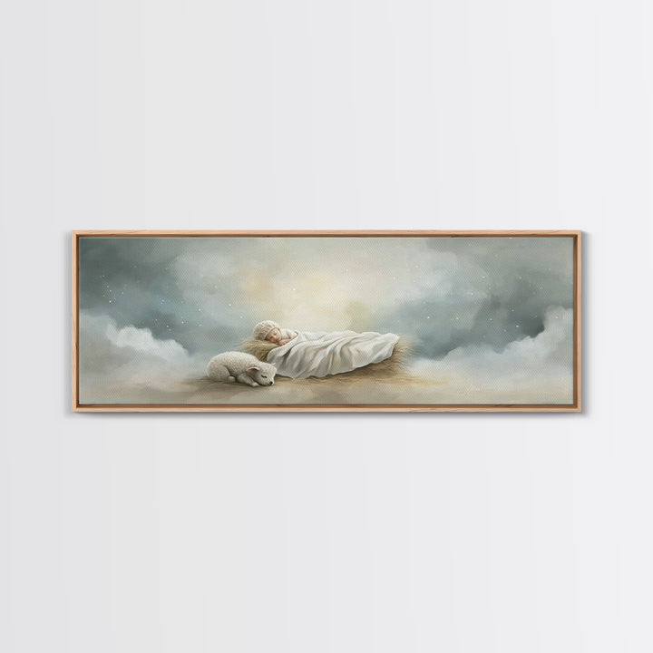 Heaven’s Quiet Rest – Framed Canvas Print – Panoramic Painting – Christian Wall Art – Christmas Art – Christian Art Canvas – Subtle Christi