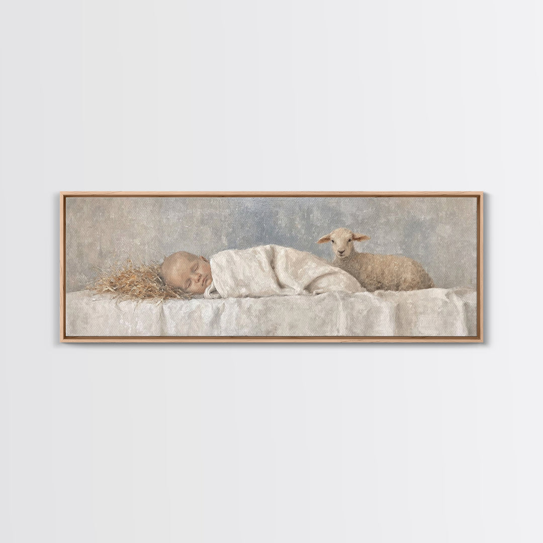 Shepherds Calm Light – Framed Canvas Print – Christian Art Canvas – Christian Wall Art – Christmas Art Work – Panoramic Print – Nativity