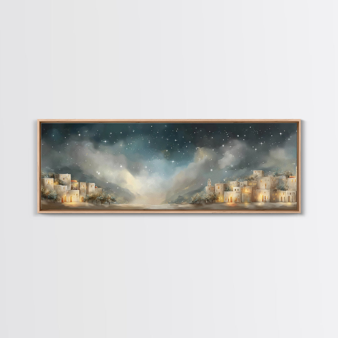Guiding Star Path - Framed Canvas Print - Christian Art Print - Christmas Art Work - Jesus Canvas Art - Panoramic Wall Art - Christian Deco