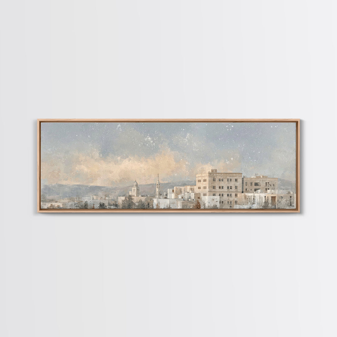 Temple Valley Glow | Framed Canvas Print | Christian Wall Art | Christian Art Canvas | Christmas Art Prints | Panoramic Art | Christian Gif