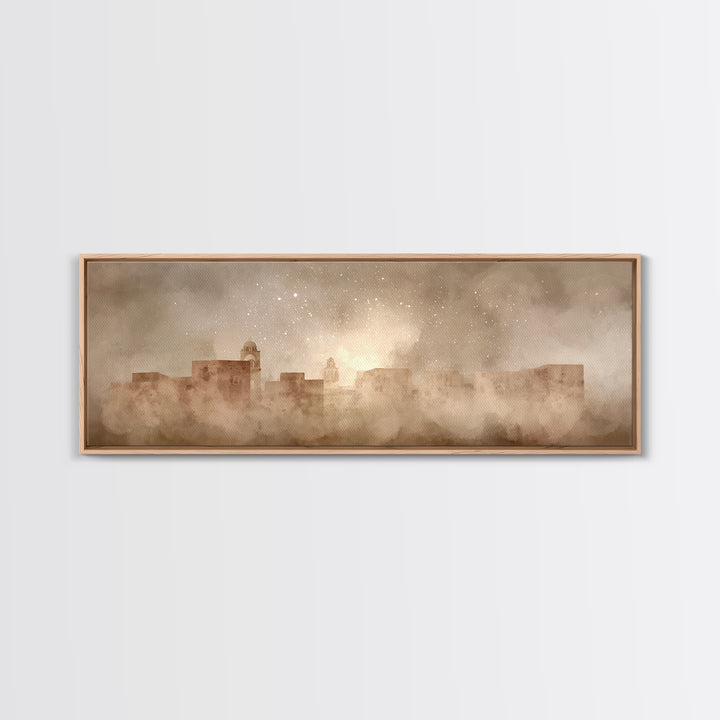 Bethlehem Dawn Haze, Framed Canvas Print, Christian Wall Art, Christian Art Canvas, Christmas Art Work, Panoramic Art, Christian Gift