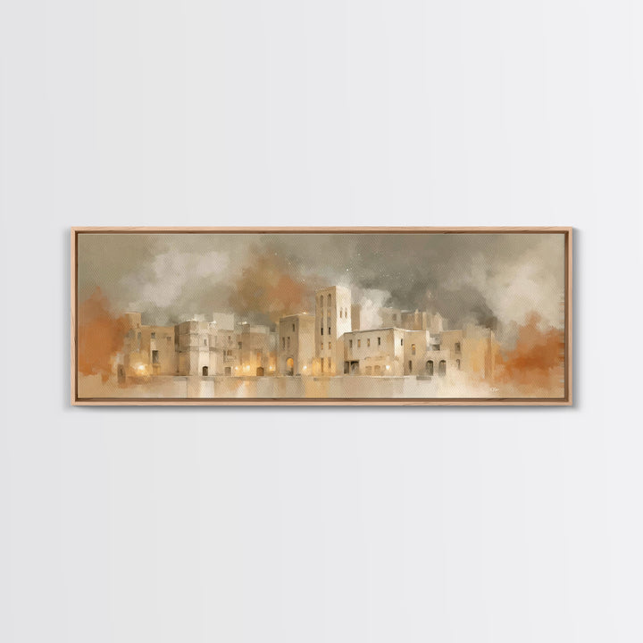 City of Promise – Framed Canvas Print – Christian Christmas Art – Christmas Wall Art – Christian Art Canvas – Panoramic Painting – Christia