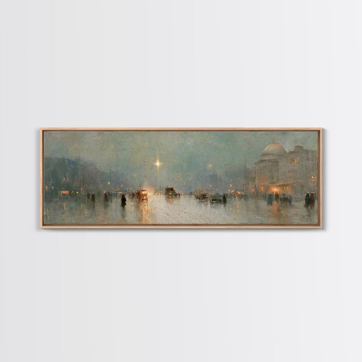 Midnight Star Road – Framed Canvas Print – Christmas Art Prints – Christian Wall Art – Christian Art Canvas – Panoramic Frame – Christian A