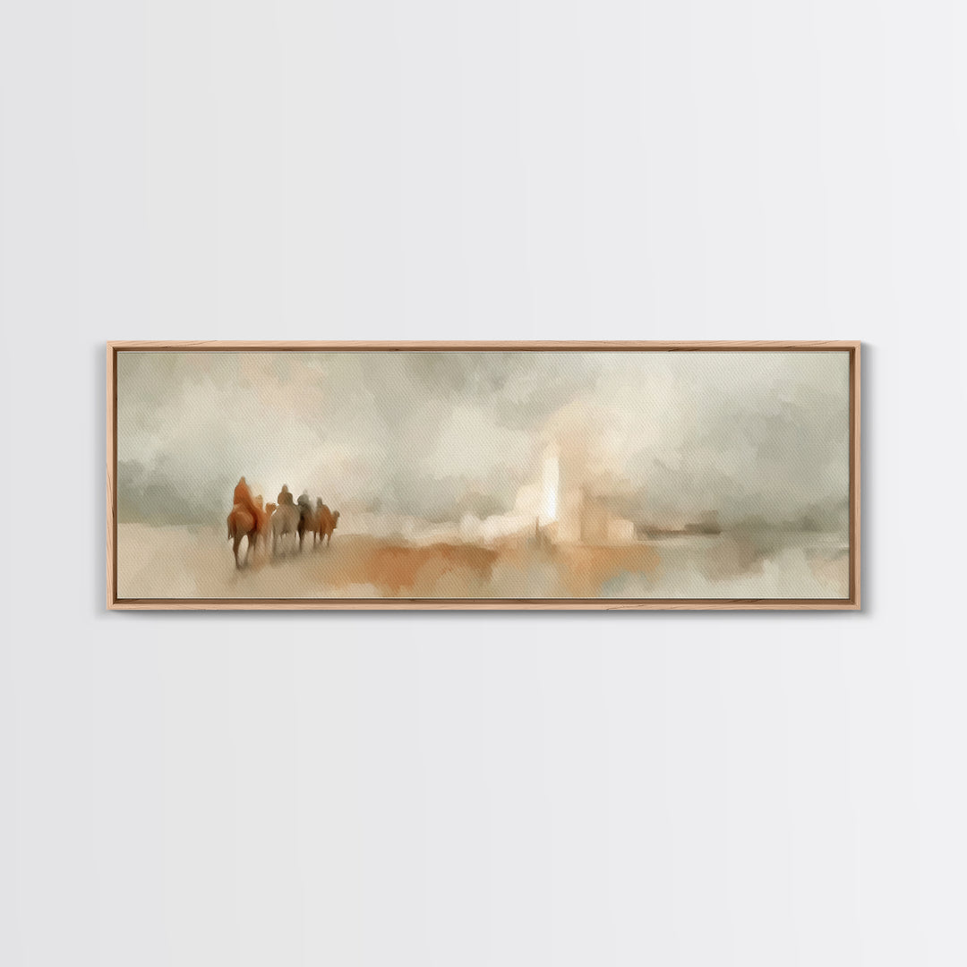 Holy Path Wanderers, Framed Canvas Print, Christian Christmas Art, Christian Art Canvas, Christmas Wall Art, Panoramic Painting, Christian