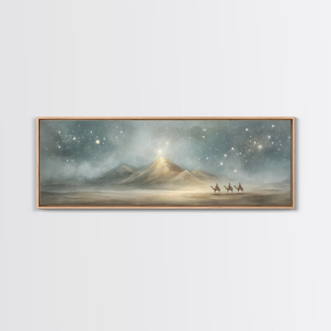 Guided By Heaven – Framed Canvas Print – Christian Art – Christmas Art Prints – Panoramic Art – Christian Art Canvas – Christian Christmas