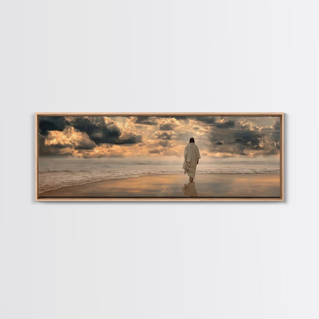 Sacred Morning Light | Framed Canvas Print | Christian Wall Art | Modern Jesus Art | Panoramic Painting | Christian Art Print | Christmas A