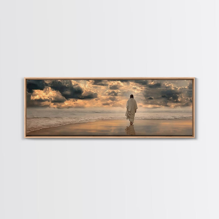 Sacred Morning Light | Framed Canvas Print | Christian Wall Art | Modern Jesus Art | Panoramic Painting | Christian Art Print | Christmas A