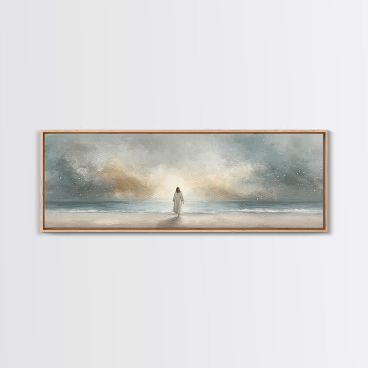 Guiding Peace Horizon, Framed Canvas Print, Christian Art Print, Jesus Painting Canvas, Panoramic Frame, Christian Christmas Art, Christian