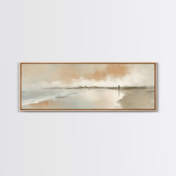 Holy Quiet Shore, Framed Canvas Print, Christian Art Work, Jesus Painting, Panoramic Print, Subtle Christian Art, Christmas Wall Art