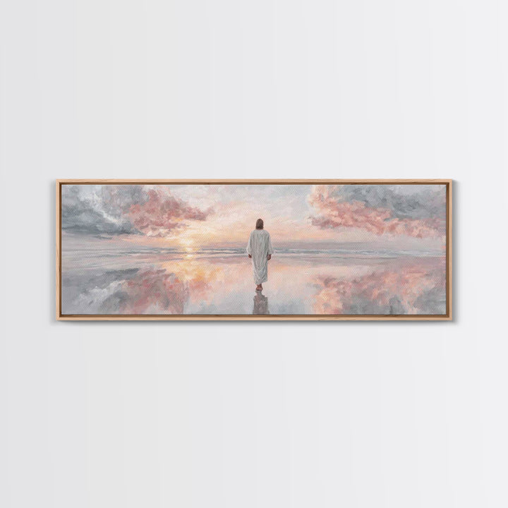Radiant Promise Sky – Framed Canvas Print – Christian Art Painting – Jesus Art Print – Panoramic Wall Art – Modern Christian Art – Christma