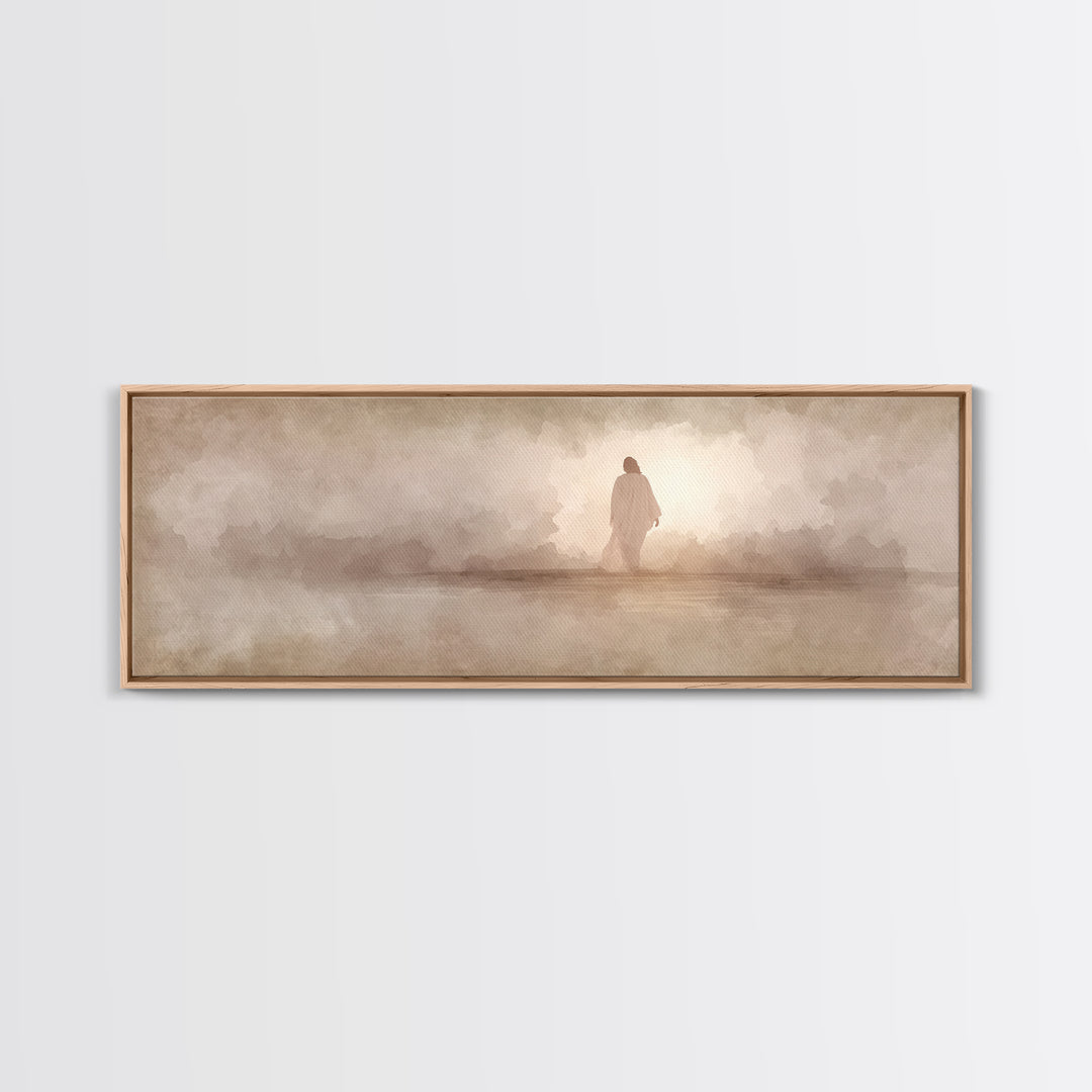 Still Waters Grace | Framed Canvas Print | Christian Paintings | Jesus Canvas Art | Panoramic Painting | Christian Decor | Christmas Art
