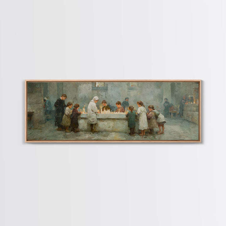 Gathered In Grace | Framed Canvas Print | Christian Art Canvas | Christmas Art | Panoramic Painting | Christian Wall Art | Christian Christ
