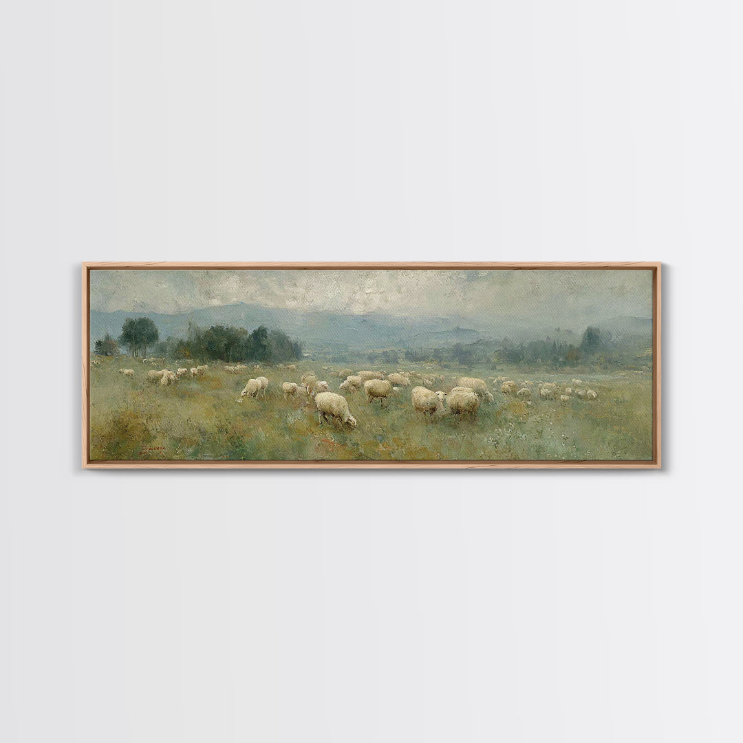 Peaceful Pasture Grace – Framed Canvas Print – Christian Wall Art – Christian Art Canvas – Panoramic Art – Christian Painting – Christian G