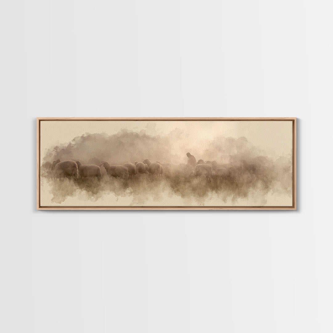 Mist Of Bethlehem, Framed Canvas Print, Christian Art Canvas, Christian Painting, Panoramic Wall Art, Modern Christian Art, Christmas Art