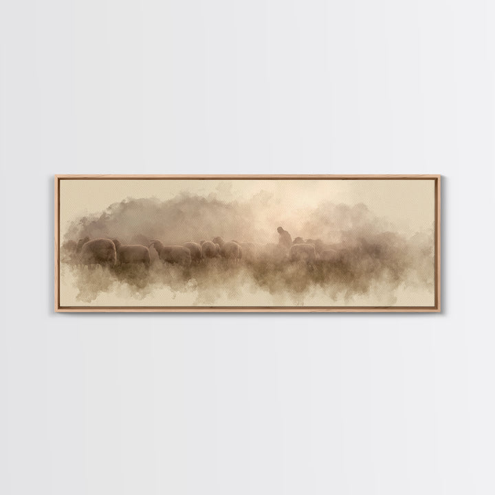 Mist Of Bethlehem, Framed Canvas Print, Christian Art Canvas, Christian Painting, Panoramic Wall Art, Modern Christian Art, Christmas Art