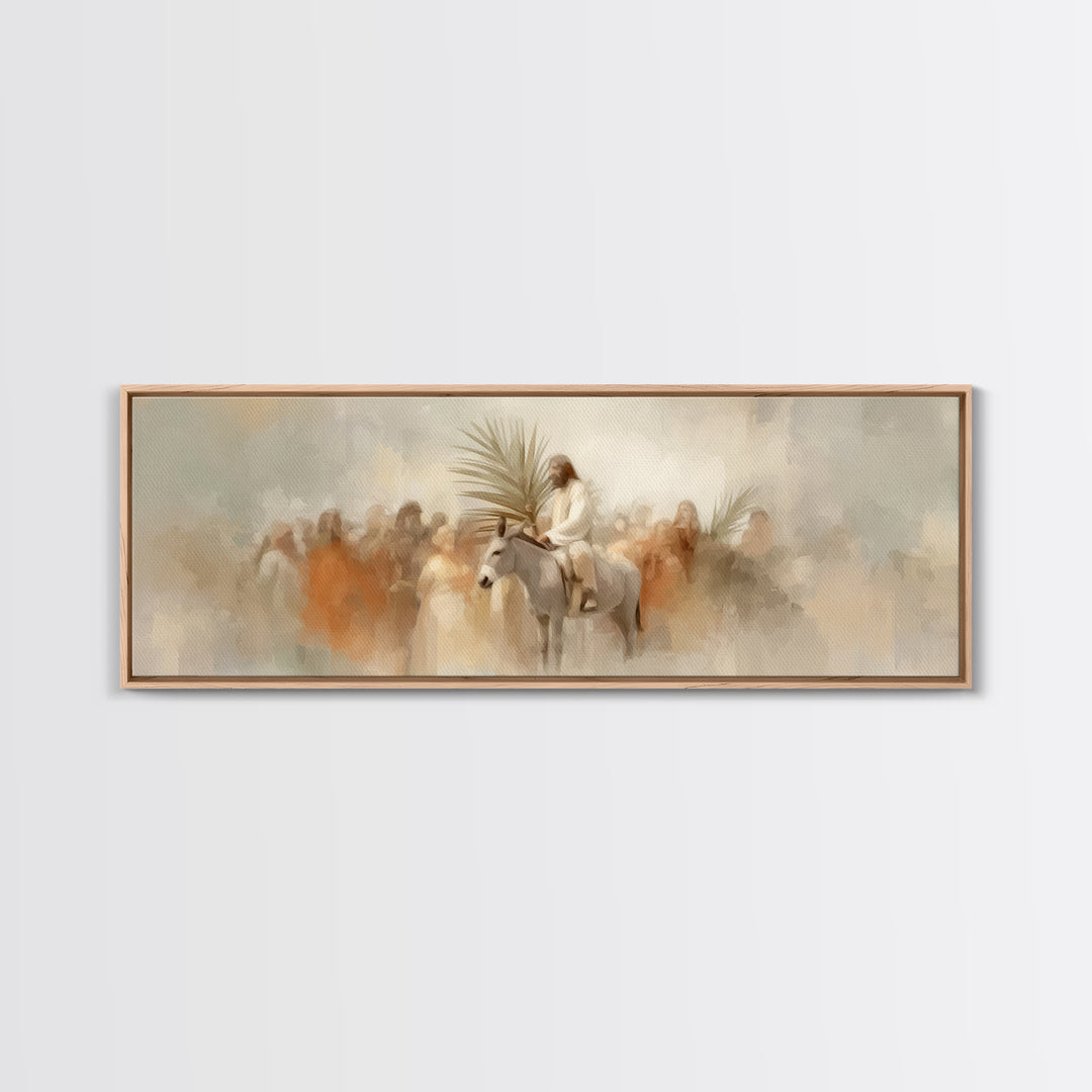 Humble Arrival – Framed Canvas Print – Christian Art Canvas – Panoramic Frame – Jesus Painting – Christian Wall Art – Christian Gift