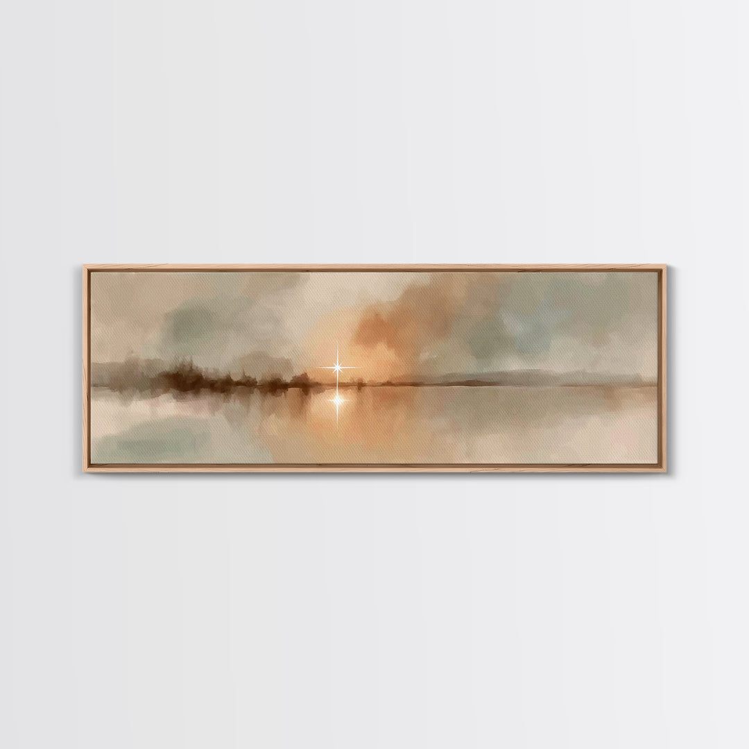 Evening Star Reflection | Framed Canvas Print | Panoramic Frame | Christian Wall Art | Christian Art Canvas | Christmas Art | Moody Christm