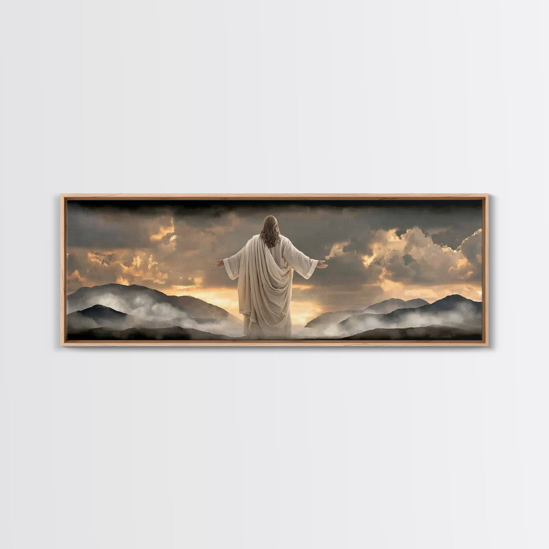Pasture Of Gentle Hope | Framed Canvas Print | Panoramic Wall Art | Christian Art | Jesus Painting | Christian Art Canvas