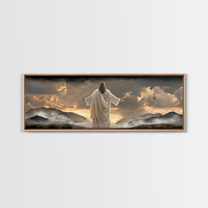 Pasture Of Gentle Hope | Framed Canvas Print | Panoramic Wall Art | Christian Art | Jesus Painting | Christian Art Canvas