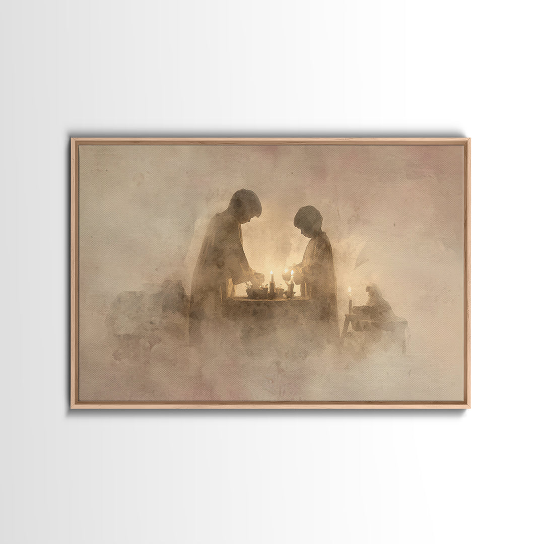 Holy Candle Prayer – Framed Canvas Print – Christian Art Canvas – Christian Wall Art – Christmas Art – Christian Christmas Art – Christian