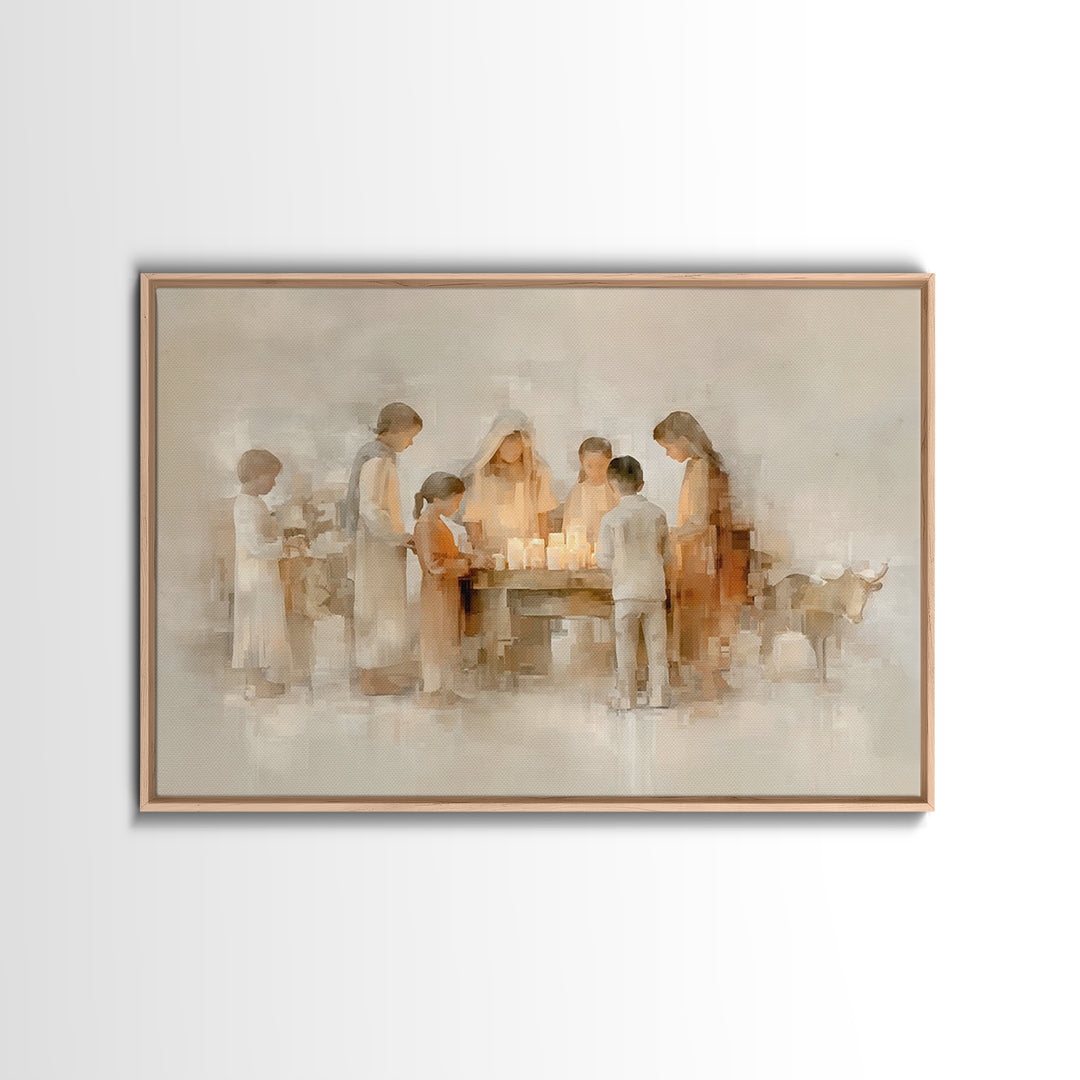 Gathered In Grace – Framed Canvas Print – Christmas Art – Christian Art Canvas – Christian Wall Art – Christian Christmas Art – Christian G