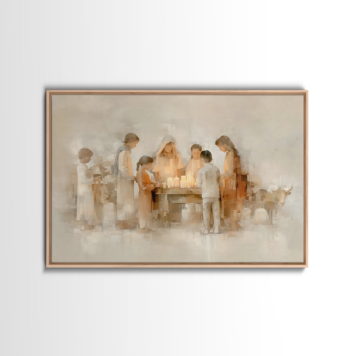 Gathered In Grace – Framed Canvas Print – Christmas Art – Christian Art Canvas – Christian Wall Art – Christian Christmas Art – Christian G